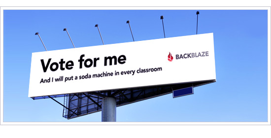 Online Backup billboard vote