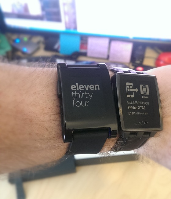 My original Pebble, and my new one, not yet set up.