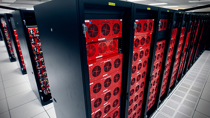 rows of storage pods in a data center