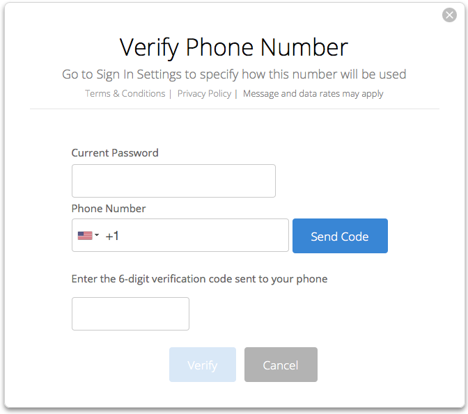 Two-factor verification phone setup