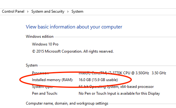 How much RAM -- Windows 10