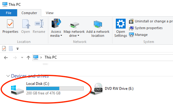 Windows 10 Disk Space