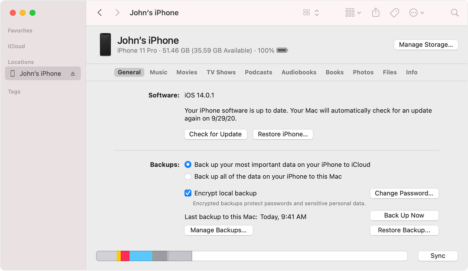 screenshot of iPhone restore from backup