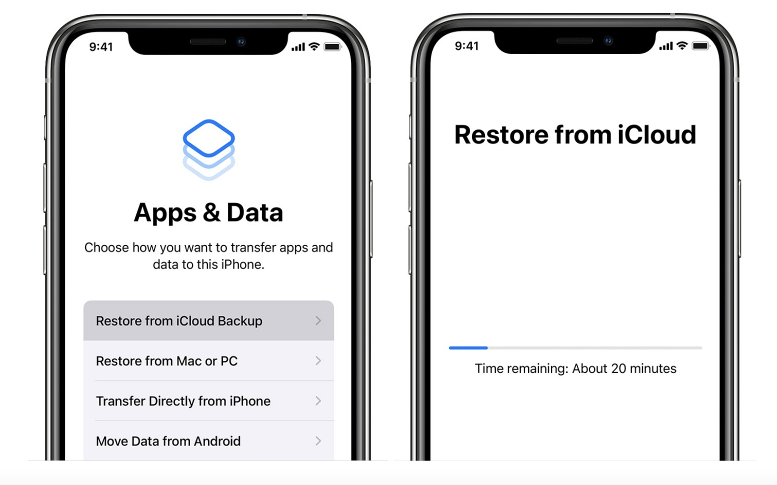 screenshots of restoring iPhone from iCloud