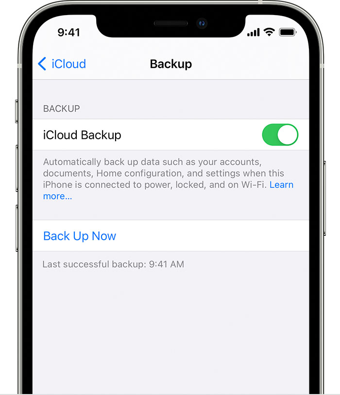 screenshot of iCloud backup on an iPhone