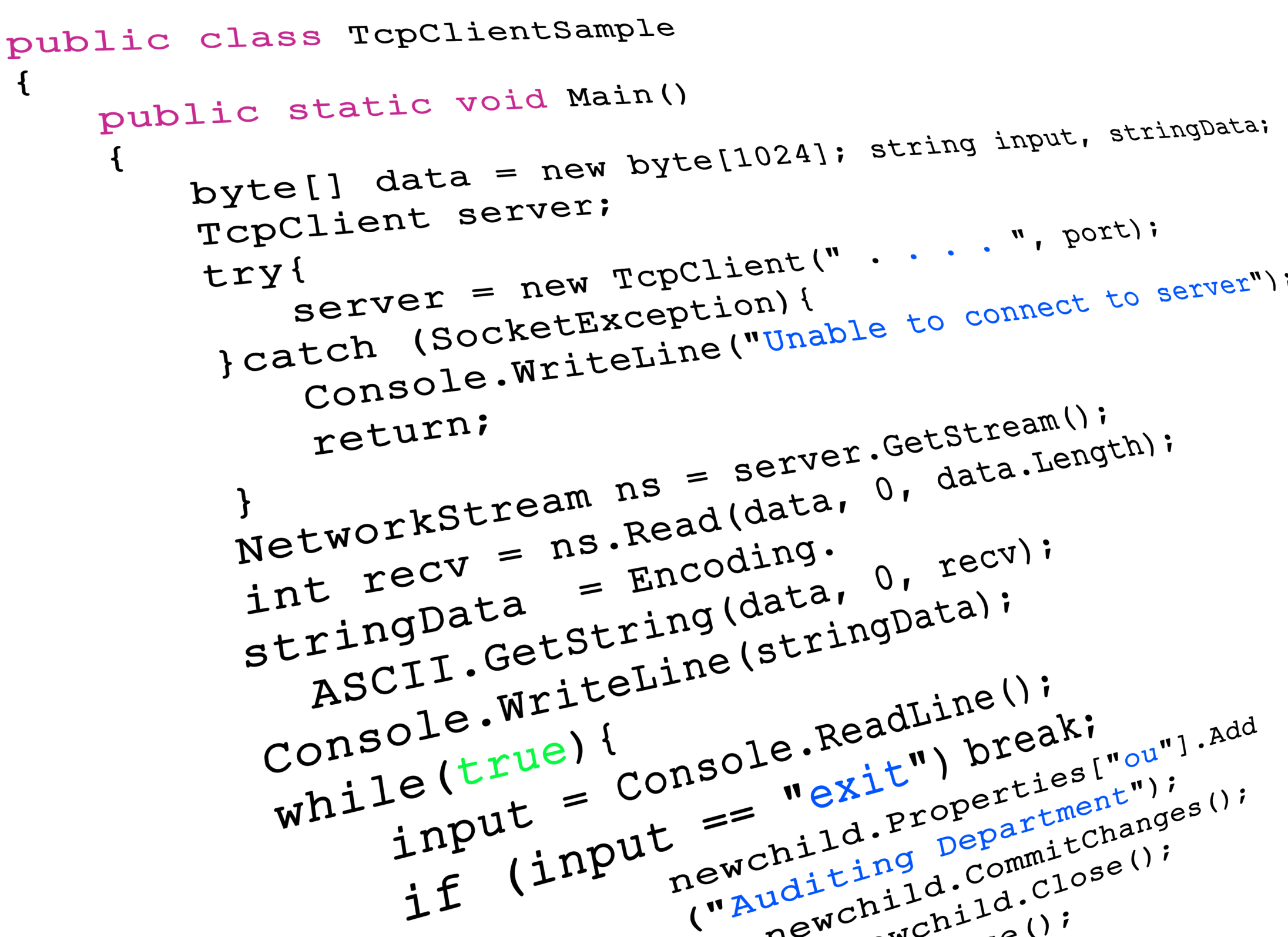 C# example of program code