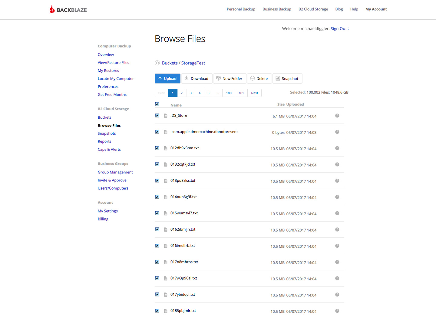 B2 file tree screenshot