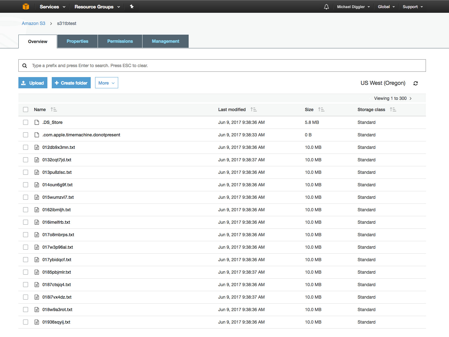 Amazon S3 cloud storage buckets usage screenshot