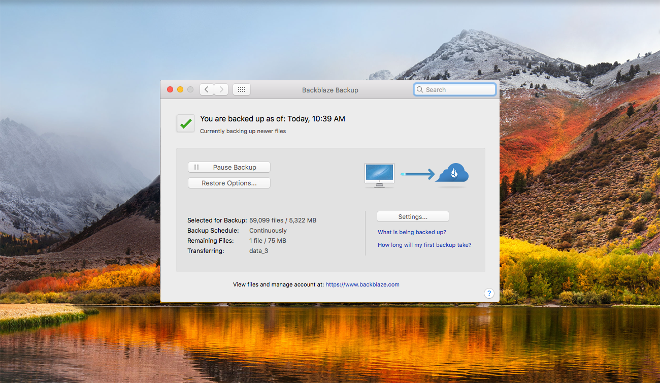Backblaze on Apple macOS High Sierra