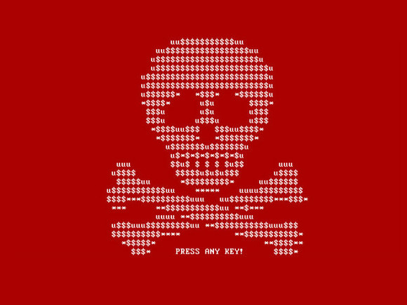 Ransomware skull and crossbones 