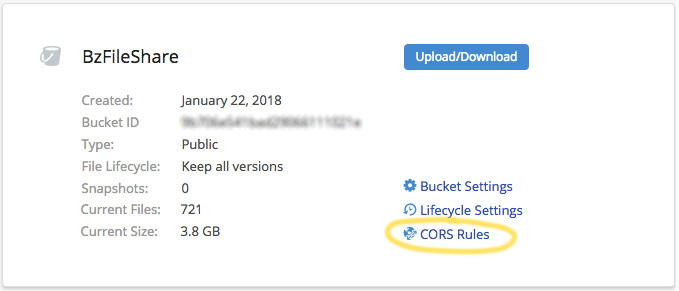 B2 Cloud Storage Buckets dialog