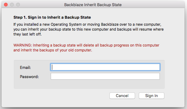 Screenshot of Admin for Inherit Backup State