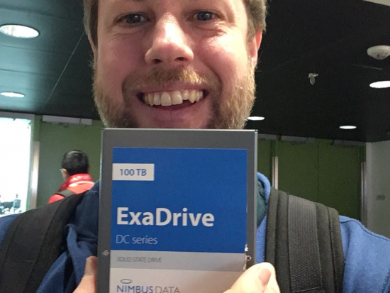 Backblaze Director of Supply Chain holding World's Largest SSD Nimbus Data ExaDrive DC100 100TB