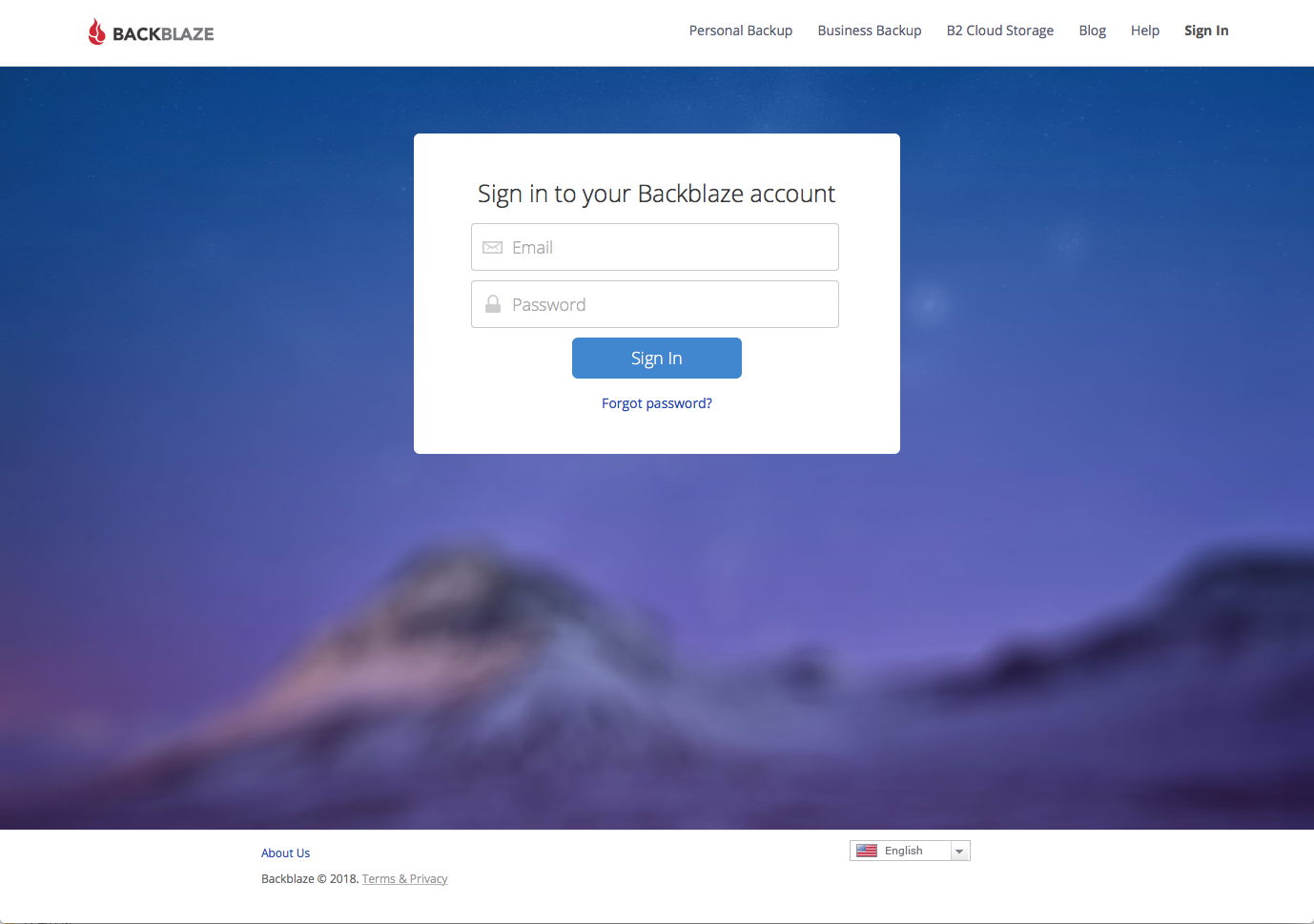 Sign In to Your Backblaze Account