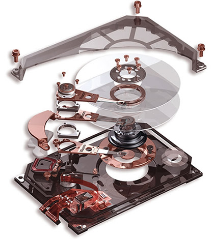 Exploded drawing of a hard drive