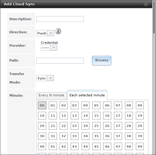 FreeNAS Cloud Sync credentials