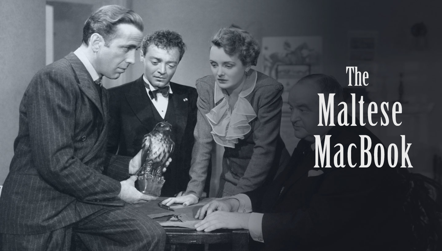 Still from the 1941 John Huston film, The Maltese Falcon, with Humphrey Bogart, Peter Lorre, Mary Astor, and Sydney Greenstreet