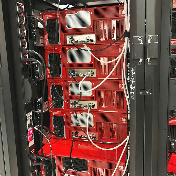 Vertically-mounted PDU blocking rear access to Storage Pods