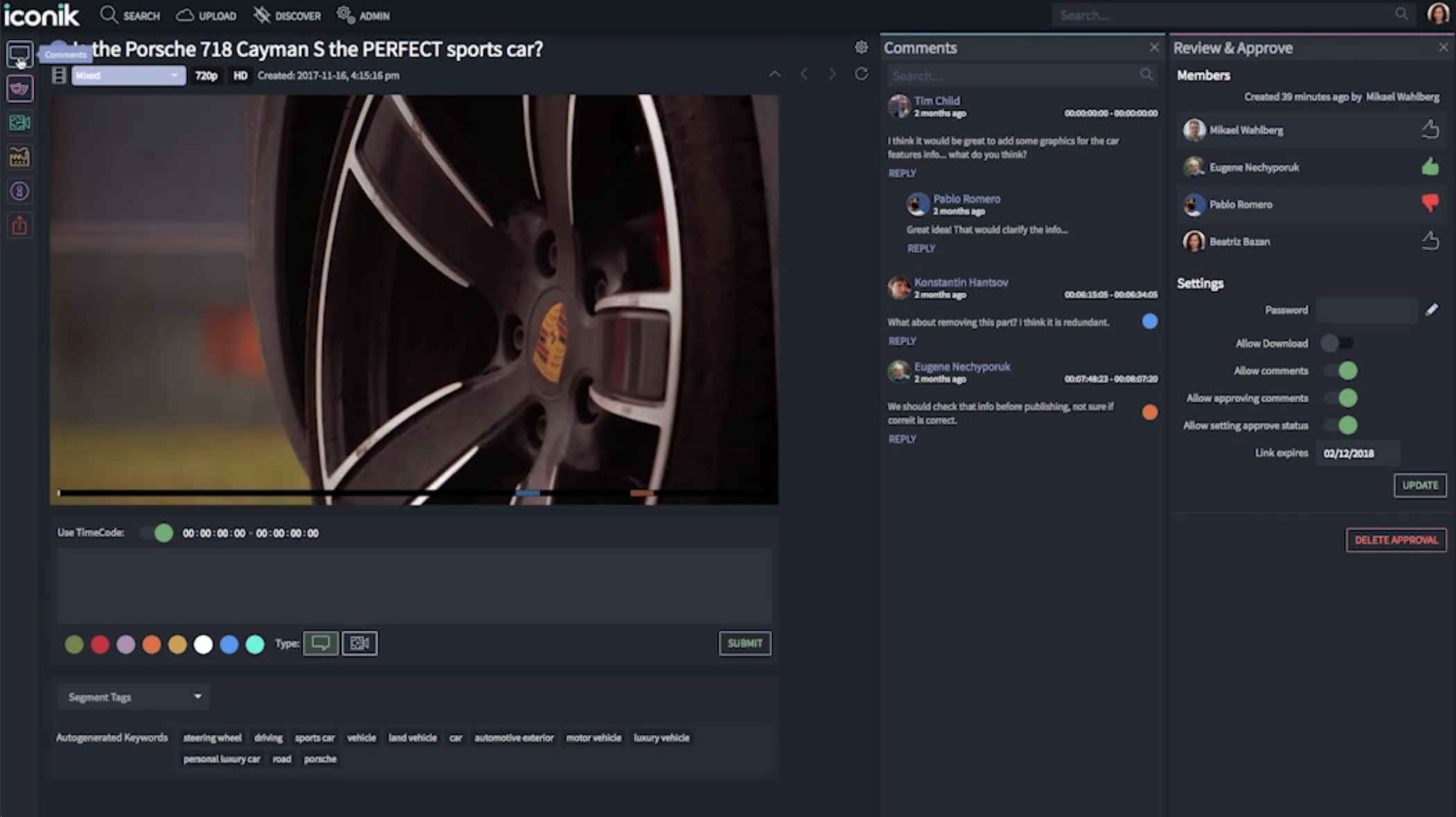 iconik media workflow management screenshot