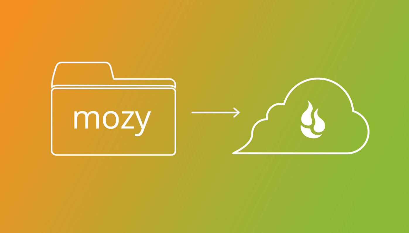 Mozy logo pointing to Backblaze logo