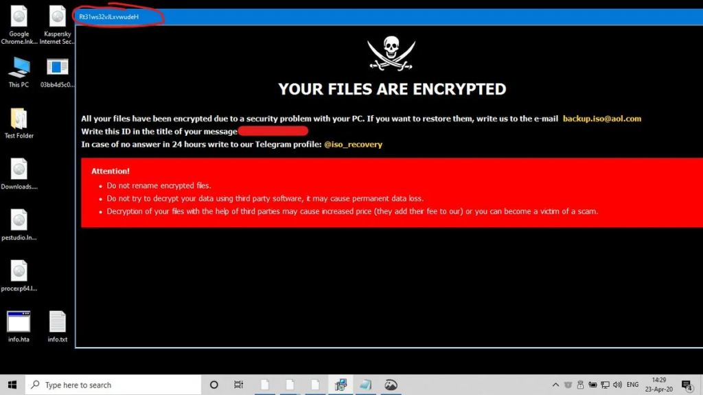 Your Files Are Encrypted ransomware message