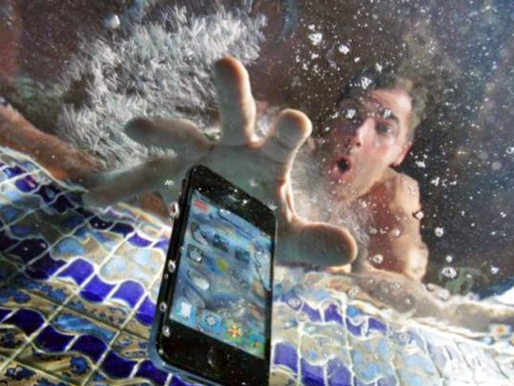 Mobile phone in pool