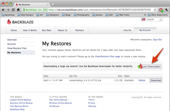 Restore Downloader on website