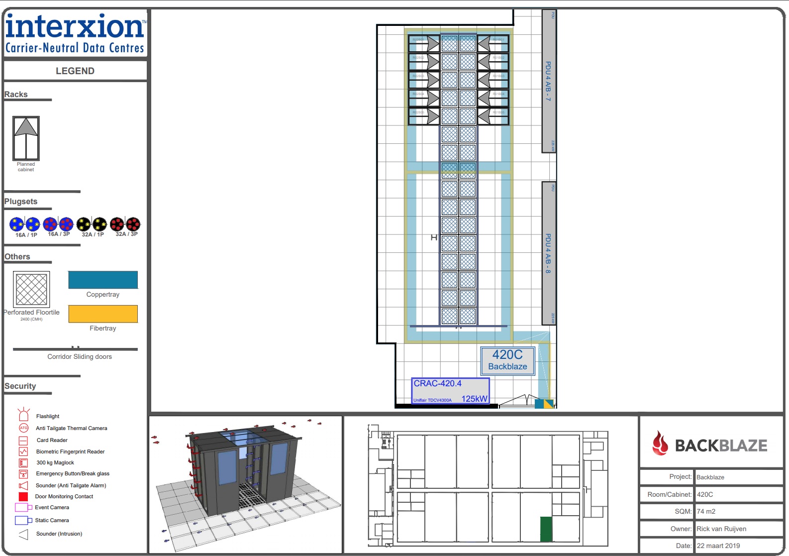 Interxion - Backblaze data center floor plan