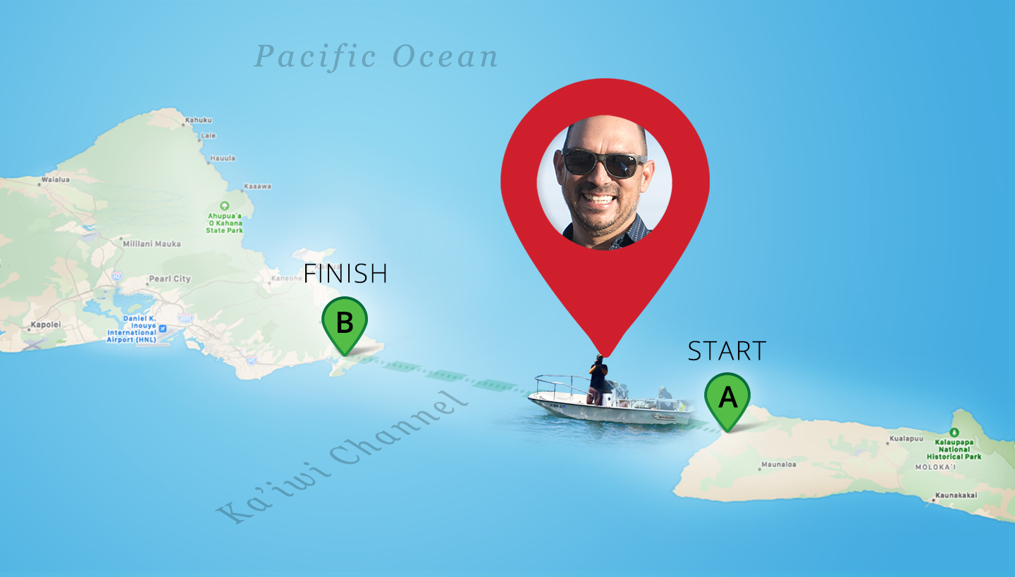 Map showing Digital Nomad Chris Aguilar at Work in the Ka'iwi Channel