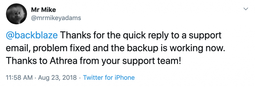 A Tweet In Praise of Backblaze