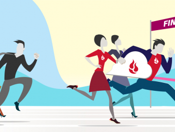 runners with the Backblaze logo racing towards a finish line