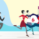 runners with the Backblaze logo racing towards a finish line