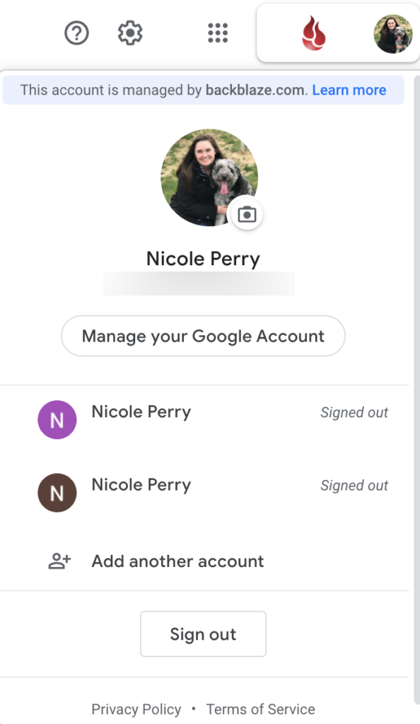 screenshot of Manage your Google Account