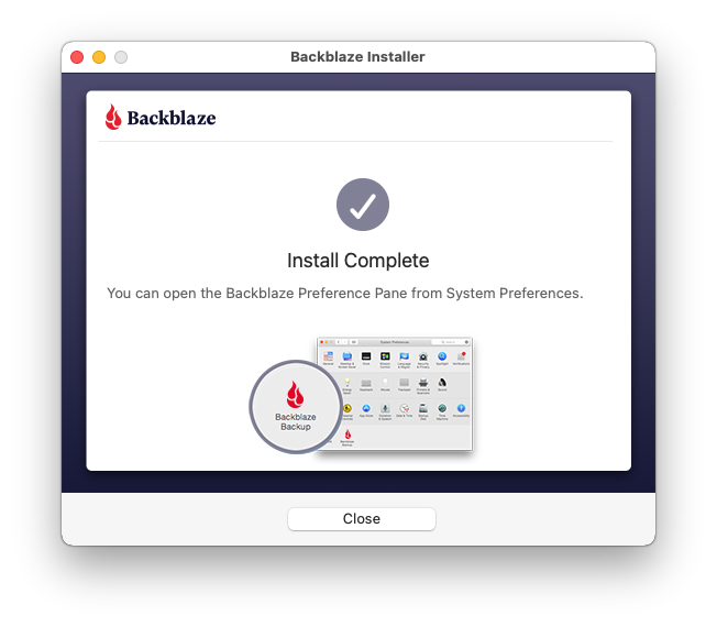 Backblaze Installer screenshot