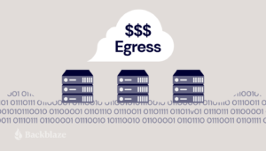 A decorative image showing a cloud with three dollar signs and the word "Egress", three CDN nodes, and a series of 0s and 1s representing data.