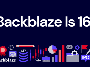 A decorative image with the text Backblaze Is 16.