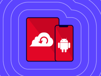 A decorative image showing a tablet and a cellphone with a backup symbol and the Android logo.