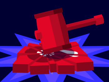 A decorative image that shows a hammer smashing a hard drive.