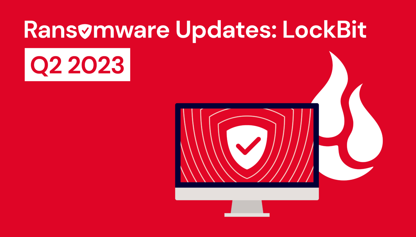 A decorative image displaying the words Ransomware Updates: LockBit Q2 2023.