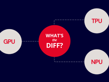 Word bubbles that say "What's the Diff: GPU, TPU, NPU."