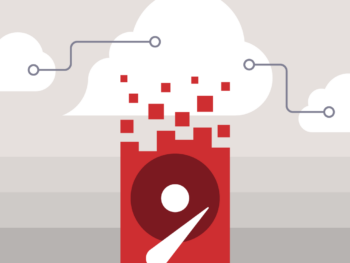 A decorative image showing a drive dissolving into the cloud with the clouds connected by digital lines.