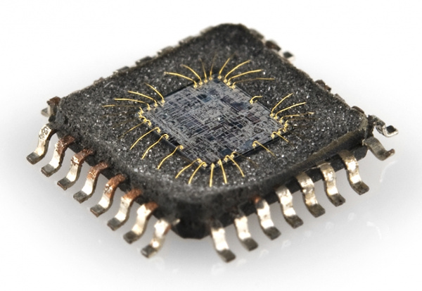 A microchip when it's exposed.