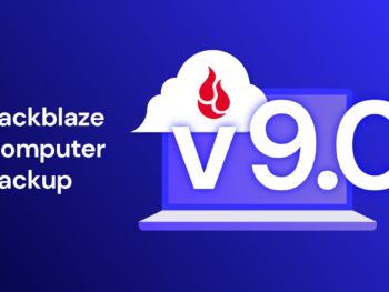 A decorative image displaying the title Backblaze Computer Backup and v9.0.