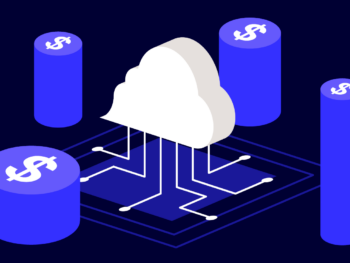 A decorative image showing a cloud reaching out with digital tentacles to stacks of dollar signs.
