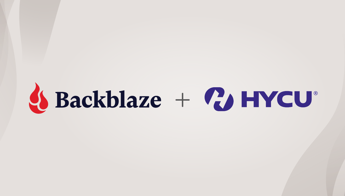 A decorative image showing the Backblaze and HYCU logos.