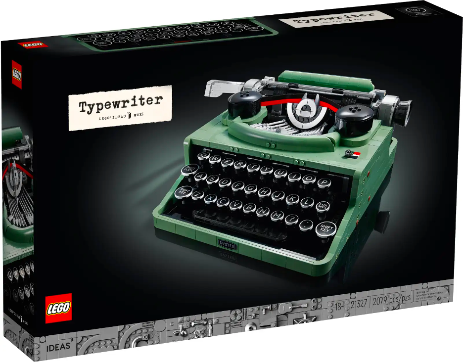 A product image of a Lego typewriter kit.