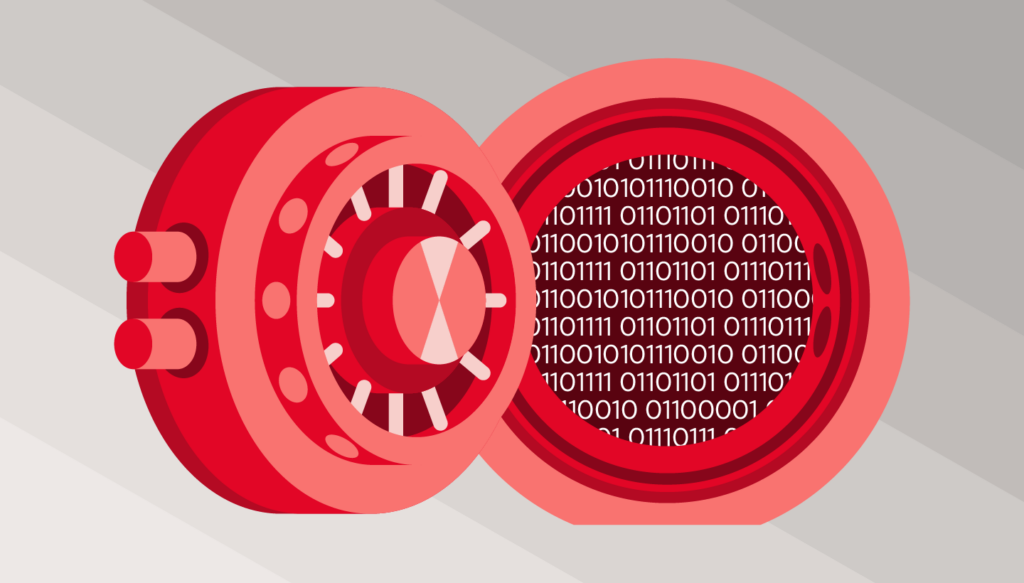 A decorative image showing data inside of a vault.