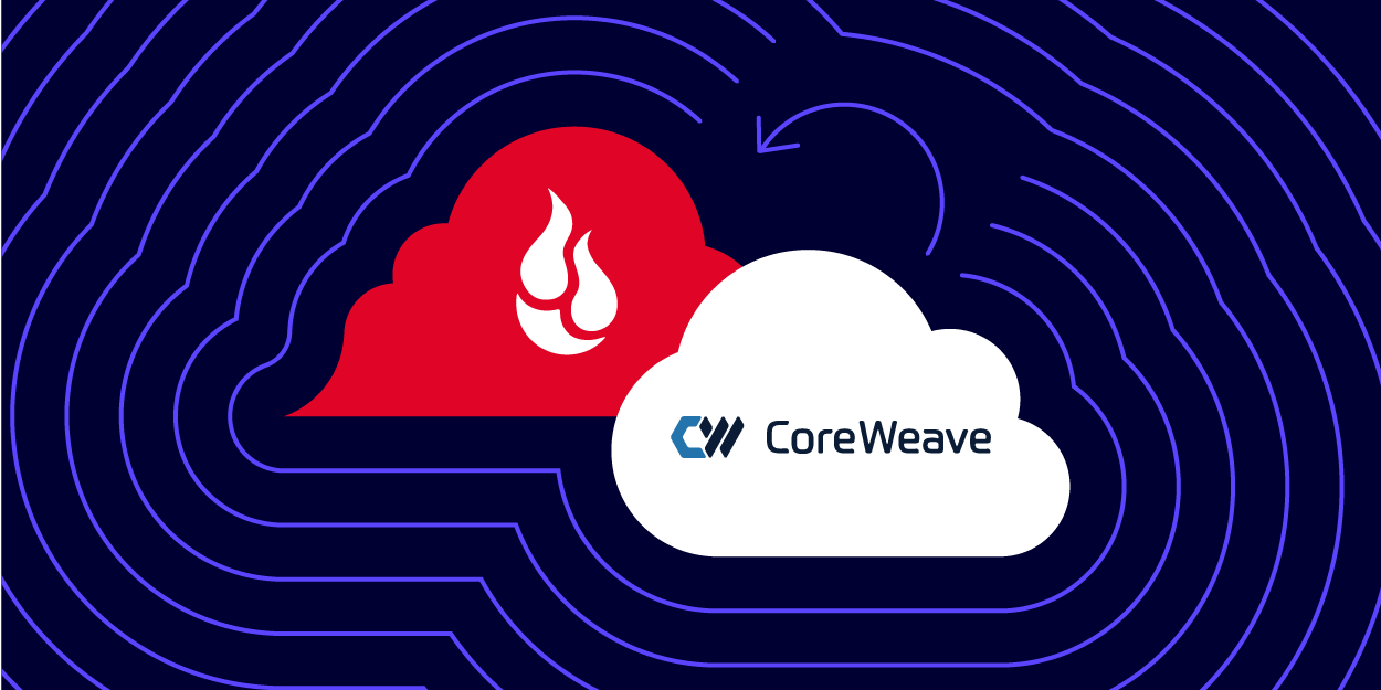 A decorative image showing the Backblaze and CoreWeave logos superimposed on clouds.