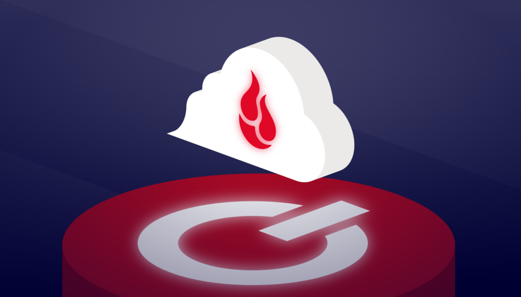 A decorative image showing the Backblaze logo on a cloud hovering over a power button. 