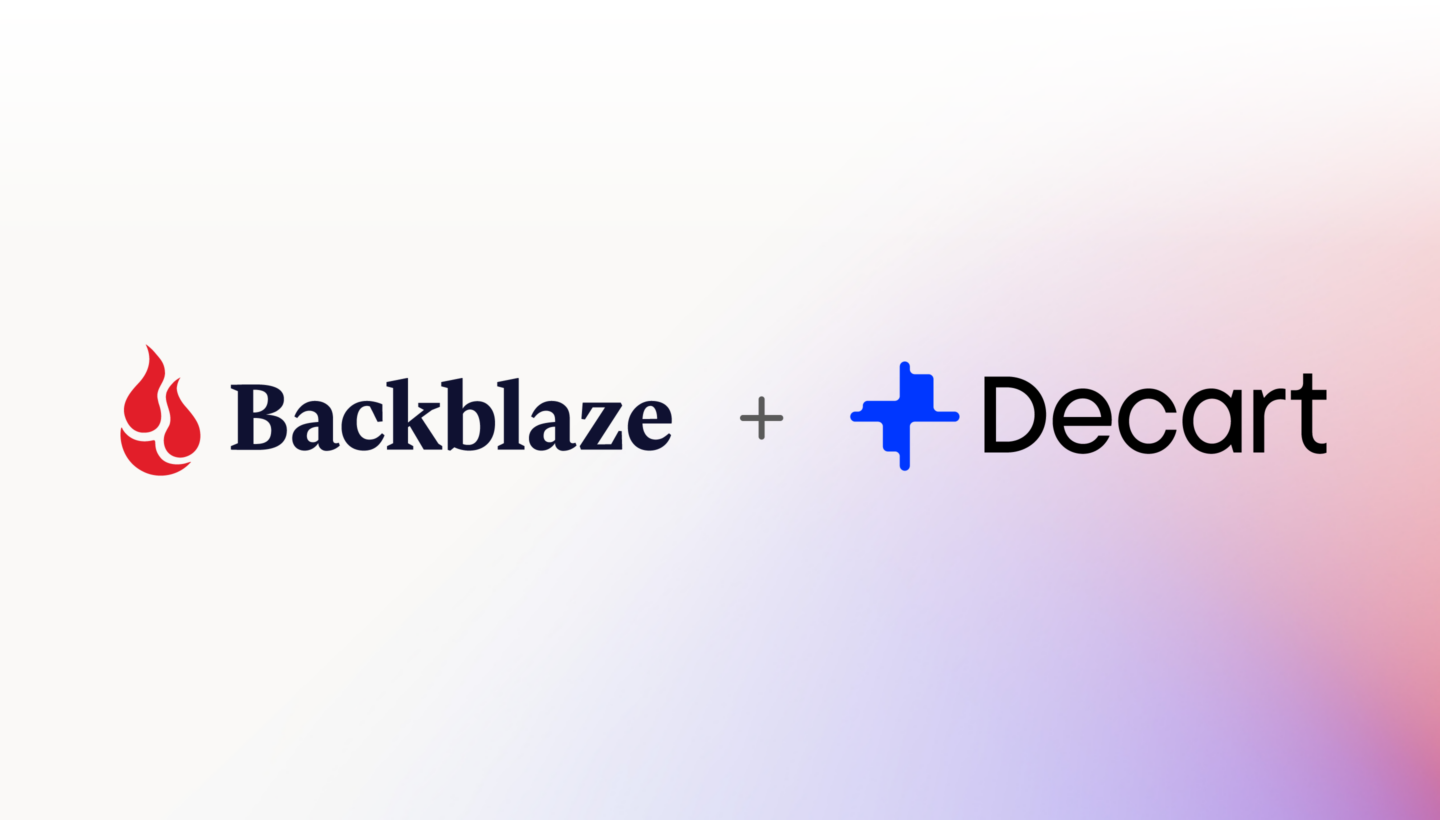 A decorative image showing the logos of Backblaze and Decart.